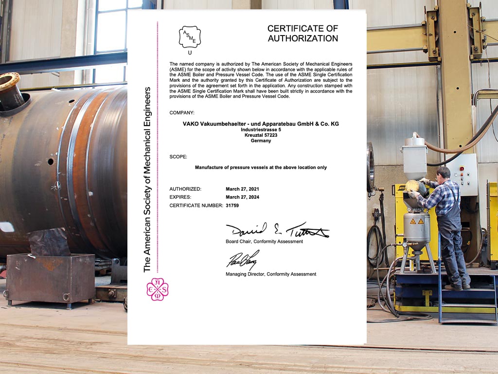 Vako Certificate of authorization